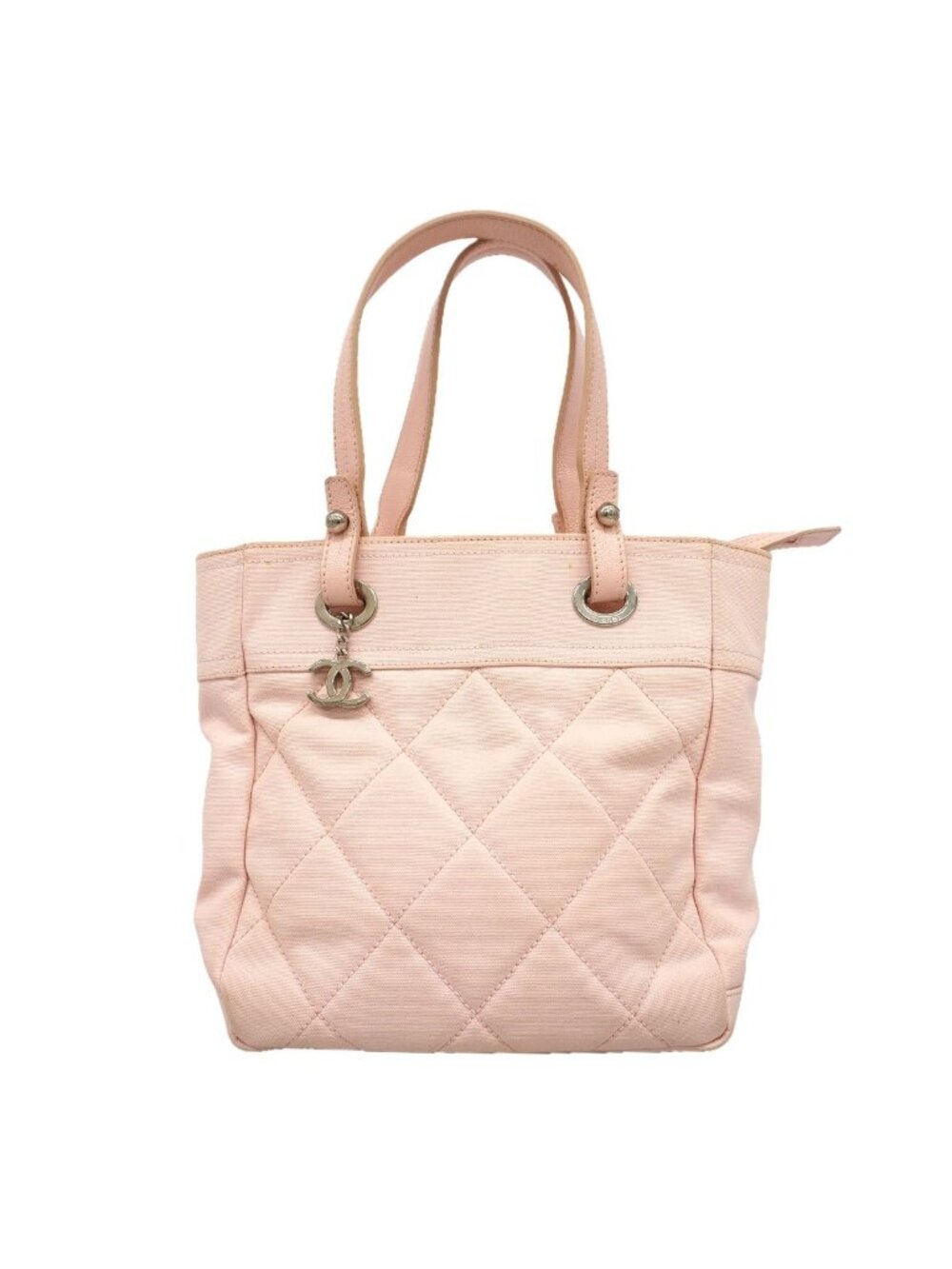 Chanel Tote Bag Paris Biarritz Canvas Pink Silver